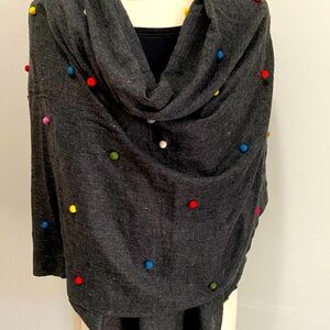 100% cashmere Pom Pom shawl